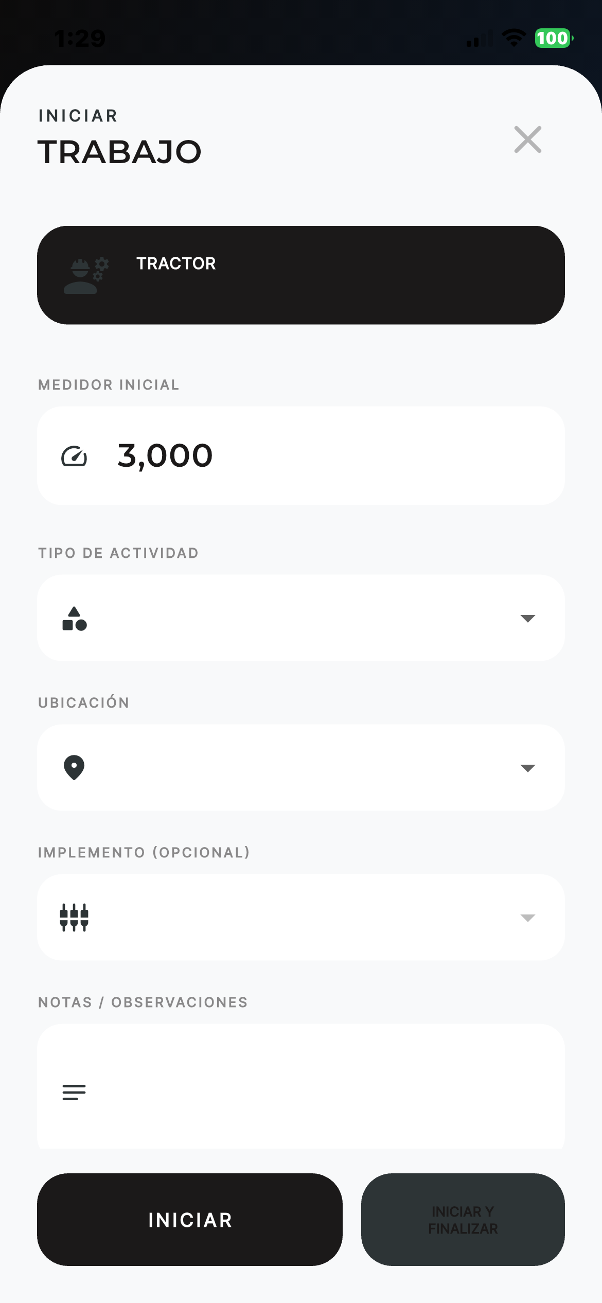 Vista de la app RCM